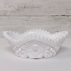 Vintage McGee Toltec Pattern Milk Glass Candy Dish PRICE FIRM